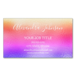 Rainbow Pastel Foil Business Professional Magnetic Business Card