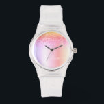 Rainbow Pastel Girly Glitter Metal Monogram Name Watch<br><div class="desc">Rainbow Pastel Faux Foil Metallic Sparkle Glitter Brushed Metal Monogram Name Watch. This makes the perfect graduation,  birthday,  wedding,  bridal shower,  anniversary,  baby shower or bachelorette party gift for someone that loves glam luxury and chic styles.</div>