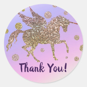 Rainbow Pastel Gold Dots Unicorn Birthday Party Classic Round Sticker