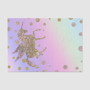 Rainbow Pastel Gold Glitter Unicorn Birthday Party Tissue Paper