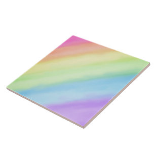 Rainbow Pastel Gradient Ombré Ceramic Tile