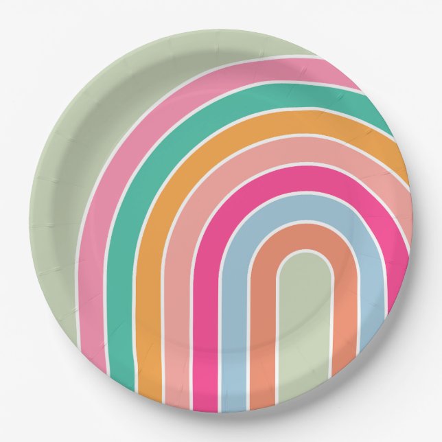 Rainbow Pastel Green Paper Plate (Front)