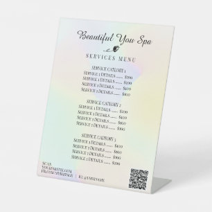 *~* Rainbow Pastel Hologram Table Pedestal Sign