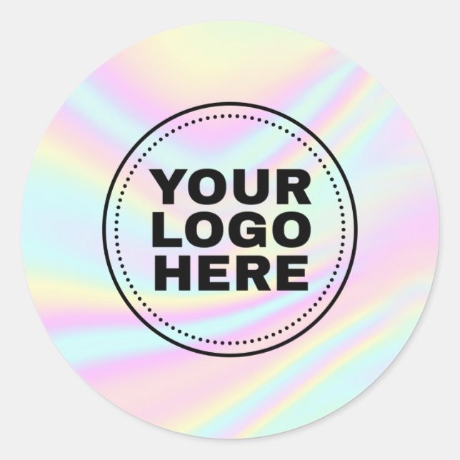 Rainbow Pastel Holographic Custom Logo Classic Round Sticker (Front)