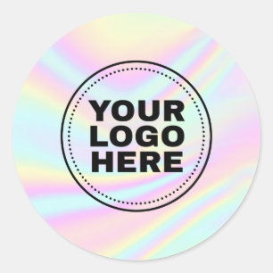 Rainbow Pastel Holographic Custom Logo Classic Round Sticker