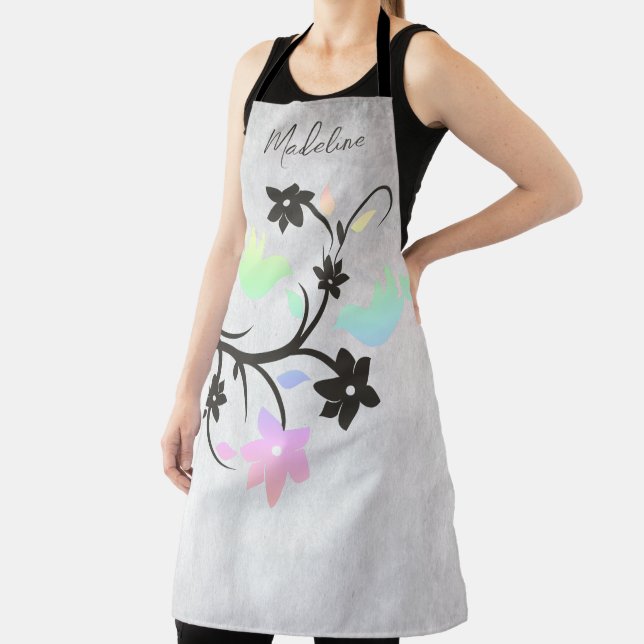 Rainbow Pastel Lovebirds Apron (Insitu)