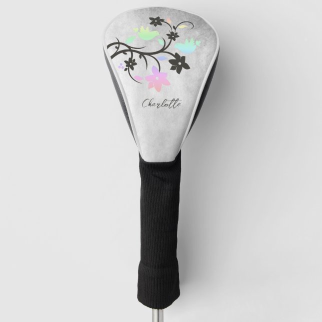 Rainbow Pastel Lovebirds Golf Head Cover (Front)