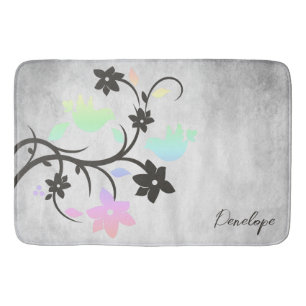 Rainbow Pastel Lovebirds Personalised Bath Mat