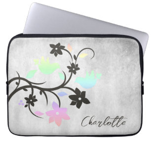 Rainbow Pastel Lovebirds Personalised Laptop Sleeve