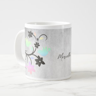 Rainbow Pastel Lovebirds Personalised Large Coffee Mug