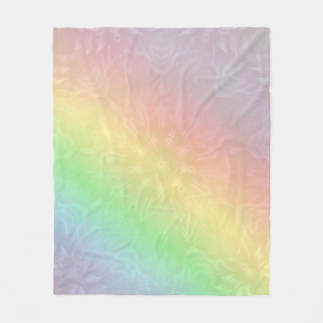 Rainbow Pastel Mandala design Fleece Blanket (Front)