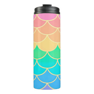 Rainbow Pastel Mermaid Scales Seamless Pattern Thermal Tumbler