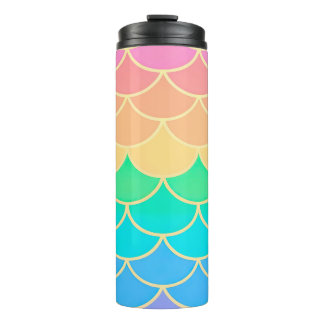 Rainbow Pastel Mermaid Scales Seamless Pattern Thermal Tumbler