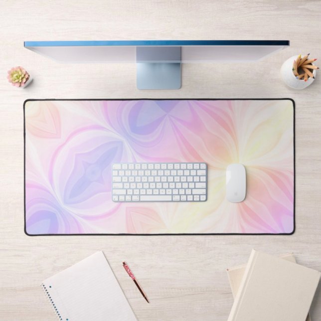 Rainbow Pastel Modern Colourful Abstract Desk Mat (Creator Uploaded)