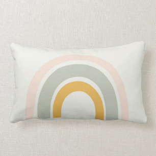Rainbow pastel nursery decor, pink, yellow, green lumbar cushion