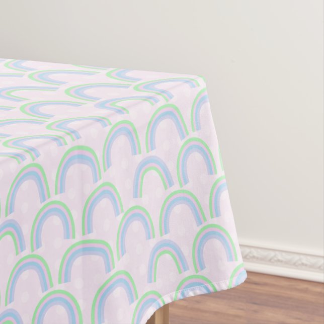 Rainbow Pastel Pink Tablecloth (In Situ)