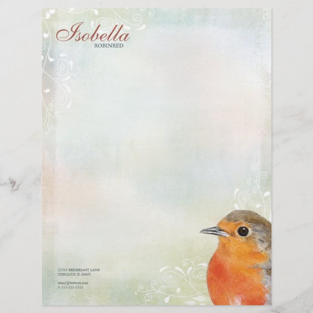 Rainbow Pastel & Robin Personal Letterhead (Front)
