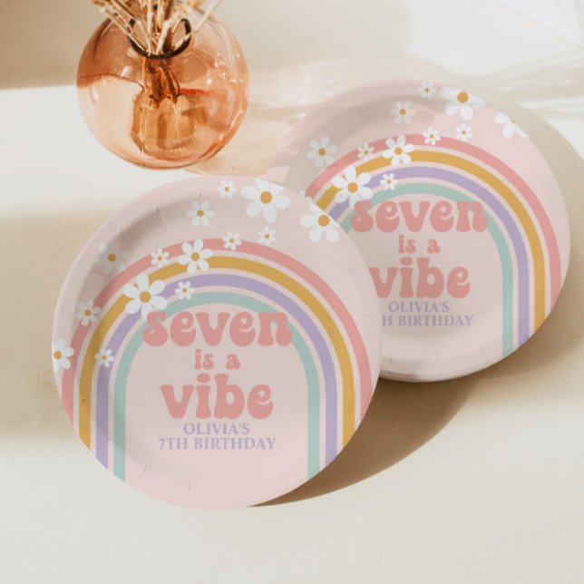 Rainbow Pastel Seven is a Vibe 7th birthday Paper Plate (Creator Uploaded)