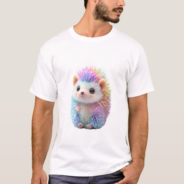 Rainbow Pastel Sparkly Hedgehog Men T-Shirt (Front)