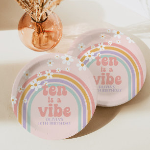Rainbow Pastel Ten is a Vibe 10th birthday Paper Plate