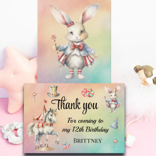 Rainbow Pastel w Animals 12th Birthday Thank You Card