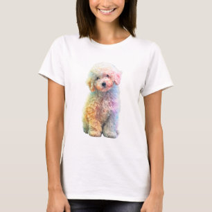 Rainbow Pastel Watercolor Poodle Women T-Shirt