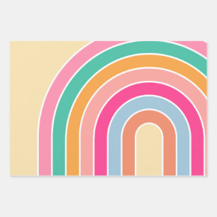 Rainbow Pastel Yellow Wrapping Paper Sheet