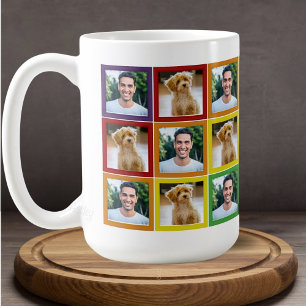 Rainbow Patchwork Pet Photo Squares Pattern   Coffee Mug