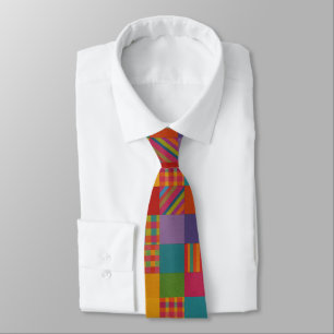 Rainbow Patchwork Plaid Tie