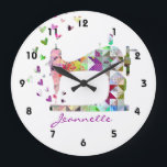 Rainbow Patchwork Quilt Sewing Machine Large Clock<br><div class="desc">Love to quilt? This fabulous sewing machine design shows a rainbow patchwork quilt effect. Edit name to customize for a truly personal gift. 
 Perfect for quilting friends and avid quilters. Would make a wonderful choice for your quilting shop or sewing area.</div>