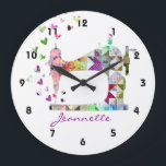 Rainbow Patchwork Quilt Sewing Machine Large Clock<br><div class="desc">Love to quilt? This fabulous sewing machine design shows a rainbow patchwork quilt effect. Edit name to customize for a truly personal gift. 
 Perfect for quilting friends and avid quilters. Would make a wonderful choice for your quilting shop or sewing area.</div>