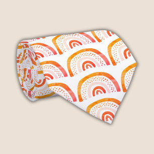 Rainbow Pattern Orange Tie