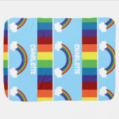 Rainbow Pattern Personalised Colourful Baby Blanket (Horizontal)