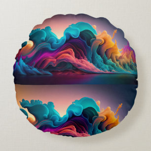 Rainbow Pattern Round Cushion