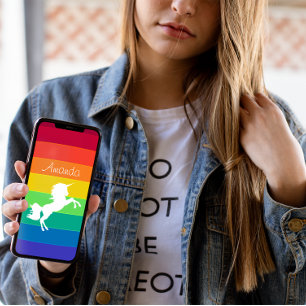 Rainbow Pattern White Unicorn Personalised Custom iPhone 11 Case
