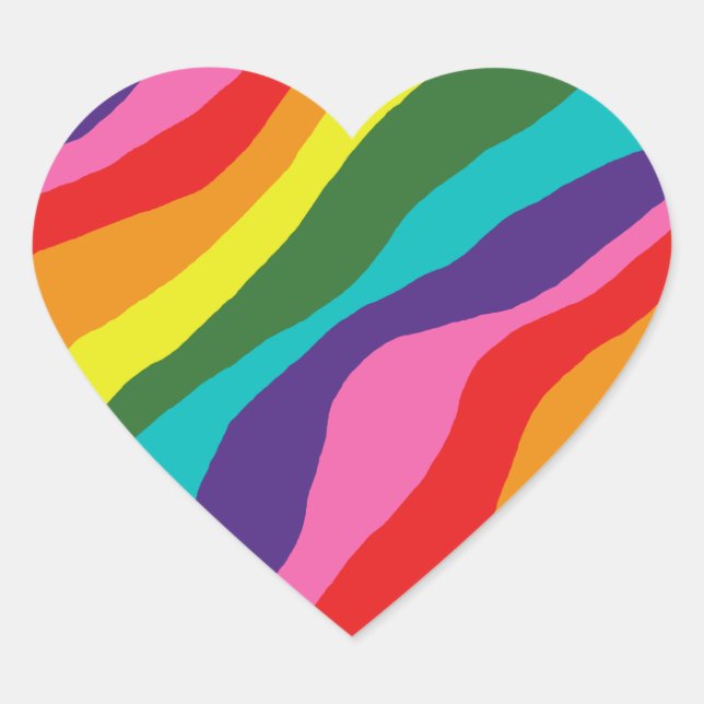 Rainbow Patterns Heart Sticker (Front)