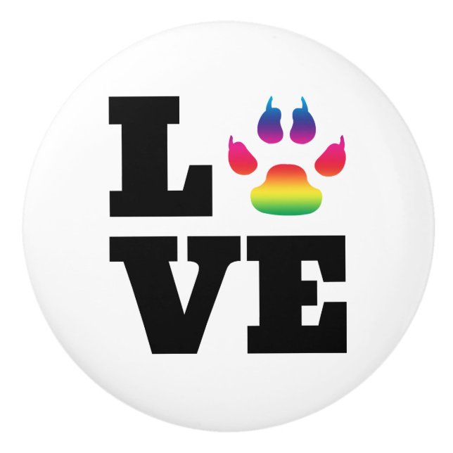 Rainbow paw ceramic knob (Front)