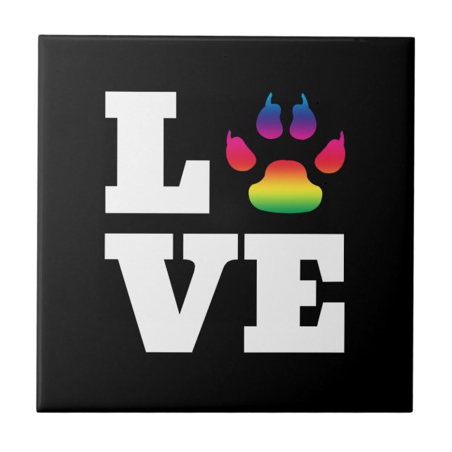 Rainbow paw ceramic tile (Front)