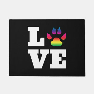 Rainbow paw doormat