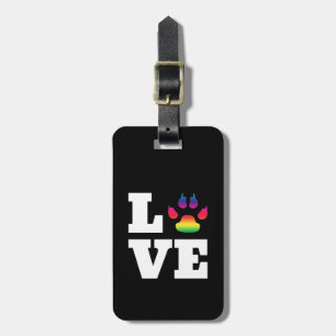 Rainbow paw luggage tag