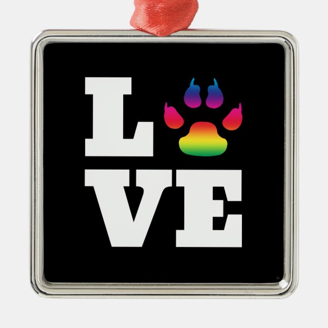 Rainbow paw metal ornament (Front)