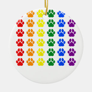 Rainbow Paw Print Dog Paw LGBT Pride LGBT Supporte Ceramic Ornament