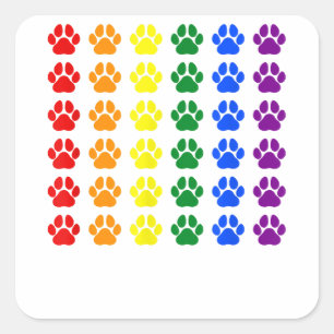 Rainbow Paw Print Dog Paw LGBT Pride LGBT Supporte Square Sticker