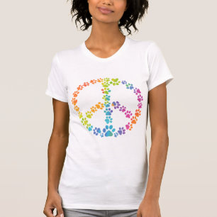 Rainbow Paw Print Peace Sign T-Shirt