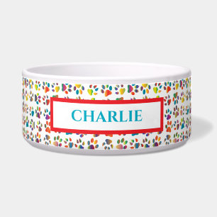 Rainbow Paw Prints Dog Bowl