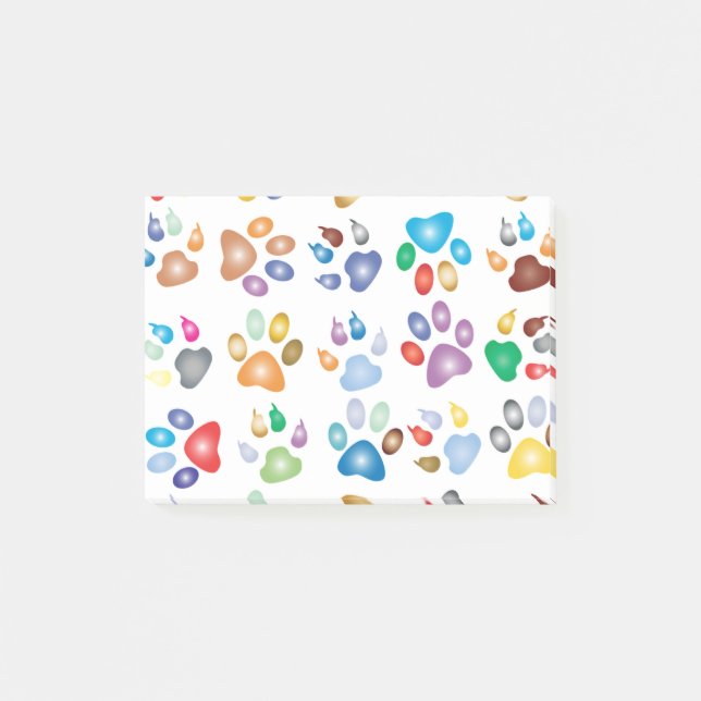 Rainbow Paw Prints Post-it Notes (Front)