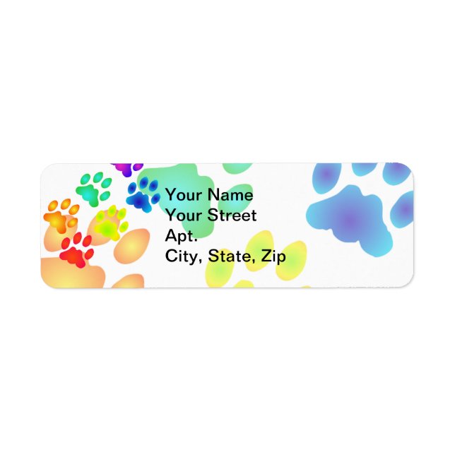 Rainbow Paw Prints Return Address Label (Front)
