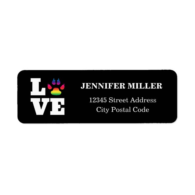 Rainbow paw return address label (Front)