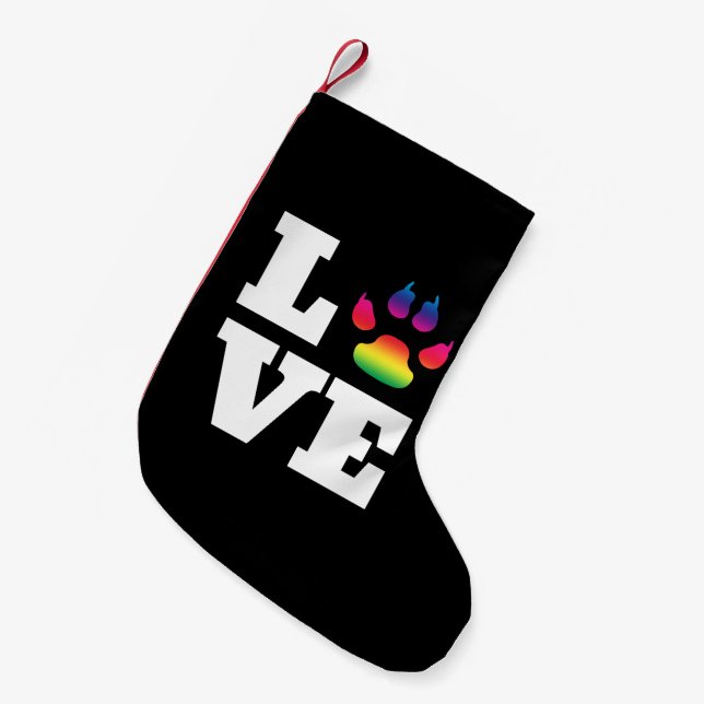 Rainbow paw small christmas stocking (Front (Hanging))