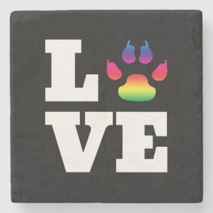 Rainbow paw stone coaster